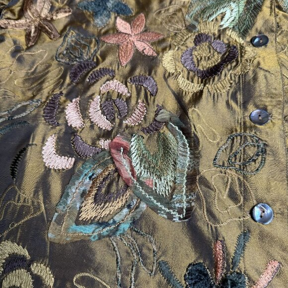 Vintage Laura Ashley Jacket Womens‎ Embroidered Floral M Boho Gypsy Hippie Light - Picture 3 of 8